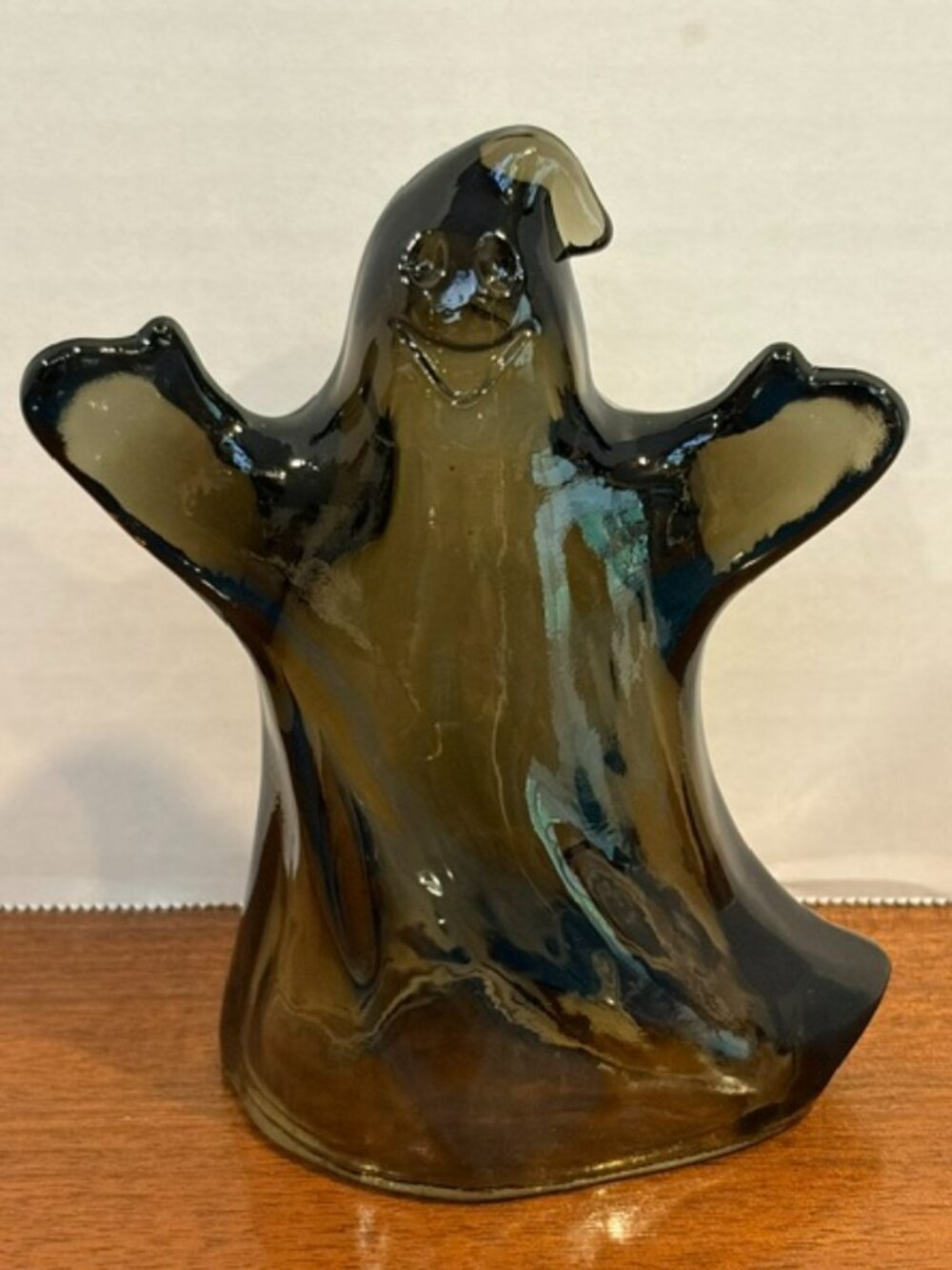 Fenton USA Glass Titanium Smoke Halloween 5.75" Ghost Figurine
